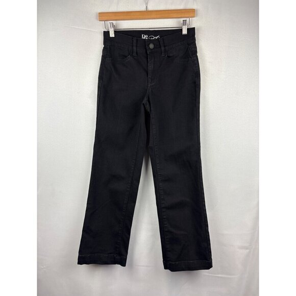 Diane Gilman DG2 Black Cotton Blend Straight Leg Jeans Size 2P - Picture 1 of 6
